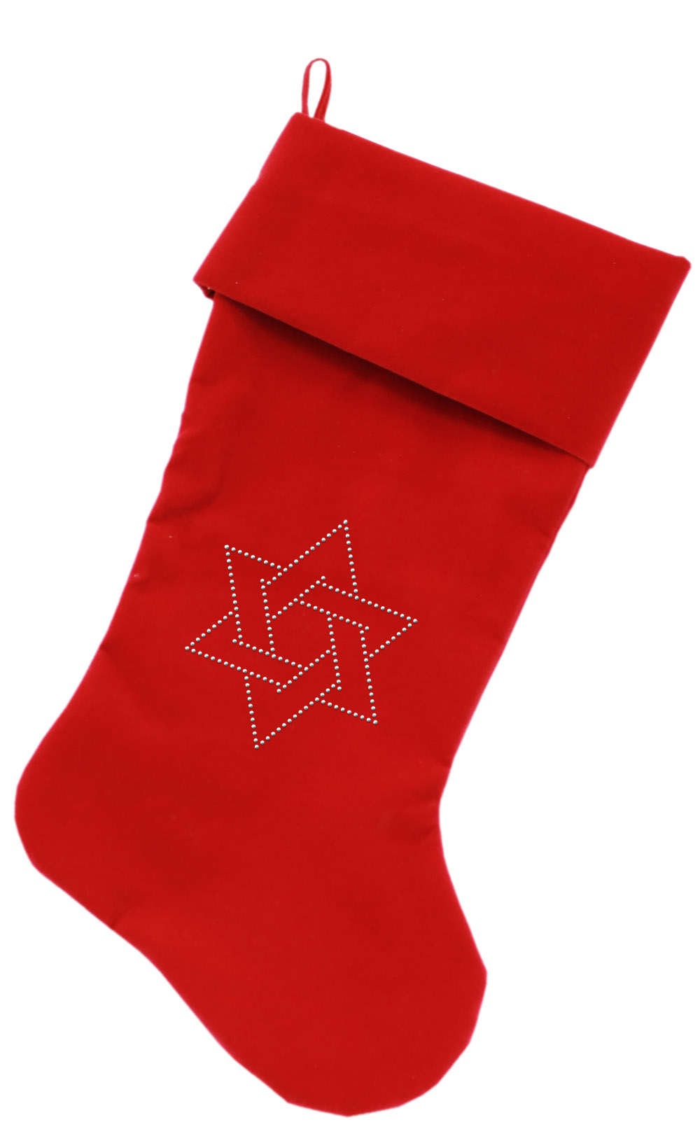 Star of David Rhinestone 18 inch Velvet Christmas Stocking Red
